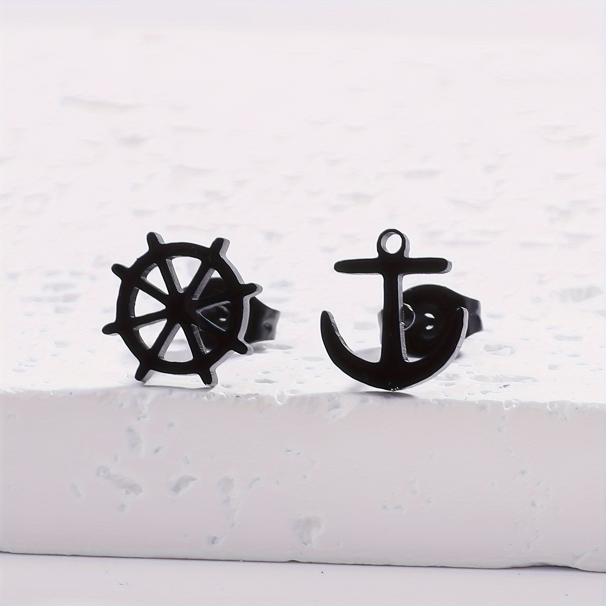 Women's Stainless Steel Anchor Stud Earrings — Hypoallergenic